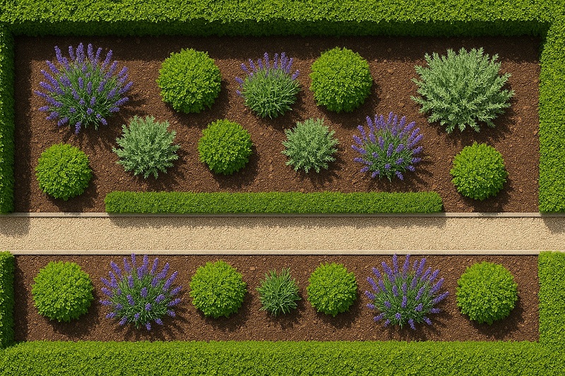 シンメトリックガーデンデザイン平面図